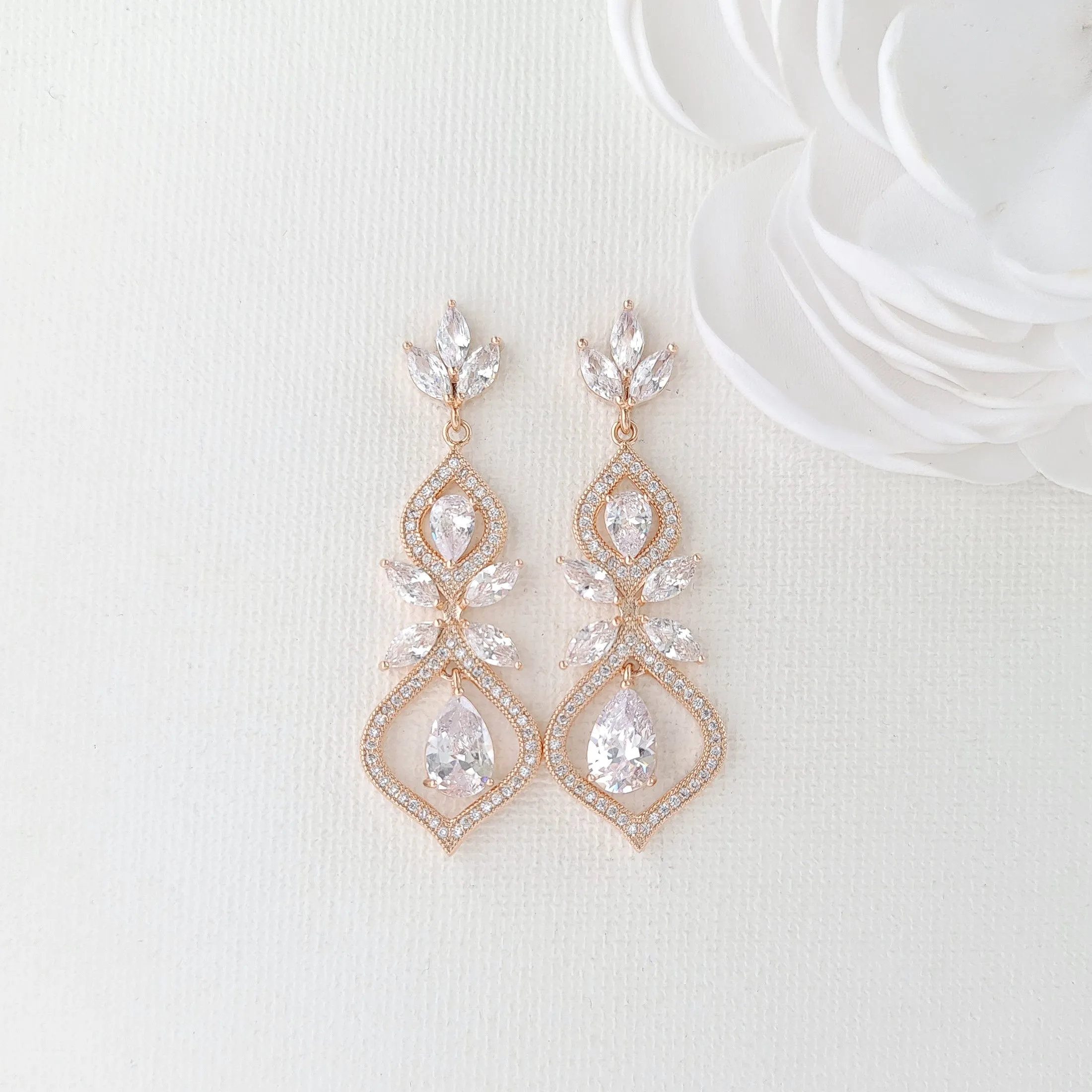 Rose Gold Wedding Day Jewelry Set for Brides-Meghan