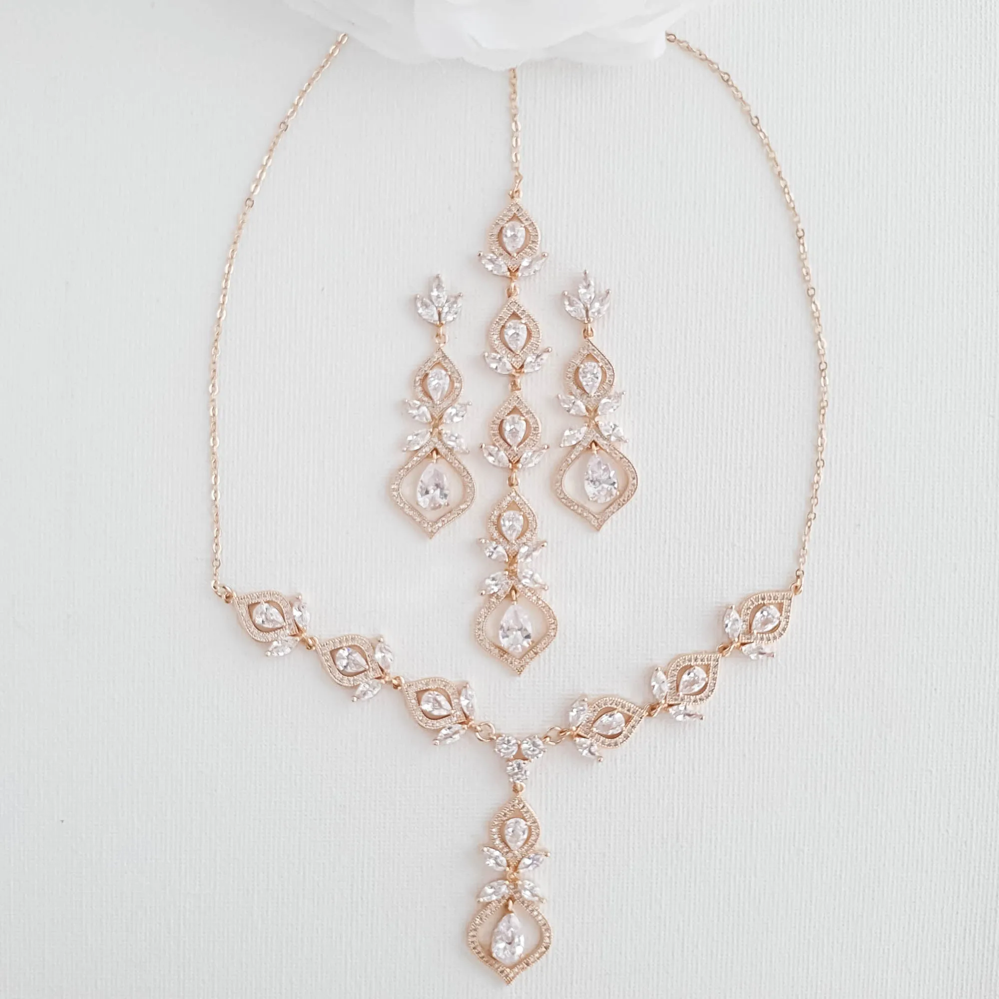 Rose Gold Wedding Day Jewelry Set for Brides-Meghan