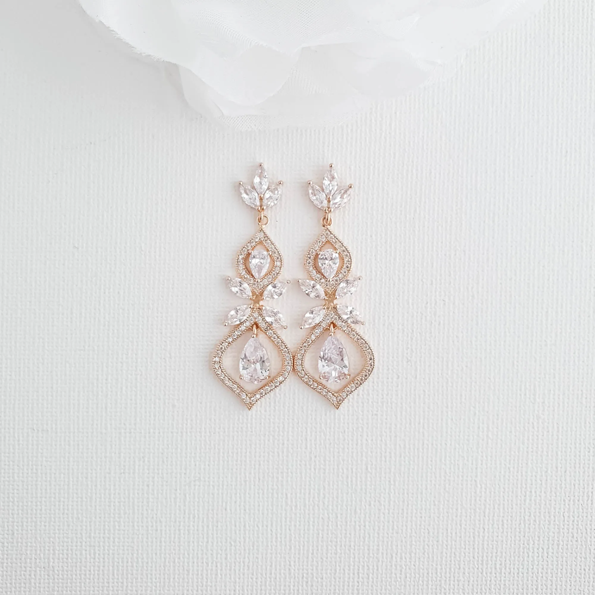 Rose Gold Wedding Day Jewelry Set for Brides-Meghan