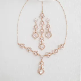 Rose Gold Wedding Day Jewelry Set for Brides-Meghan