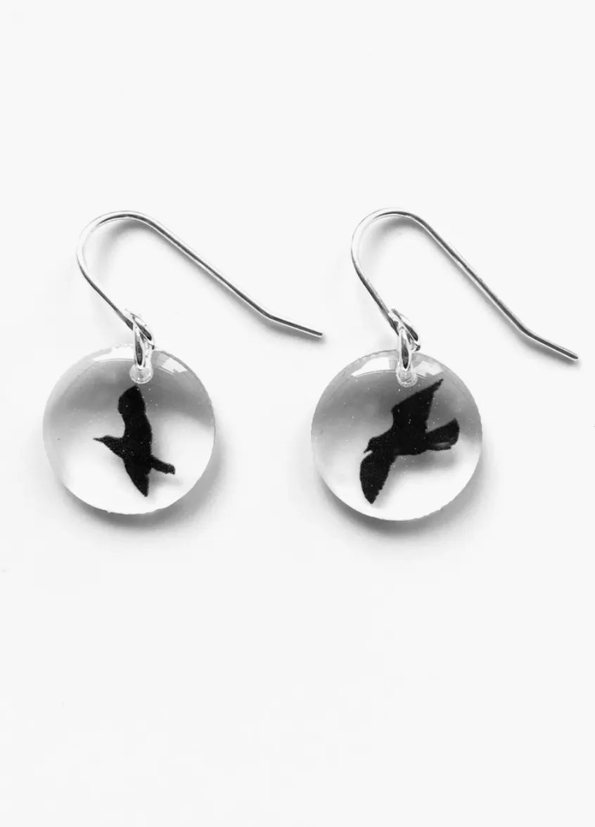 Round Bird Dangle Earrings