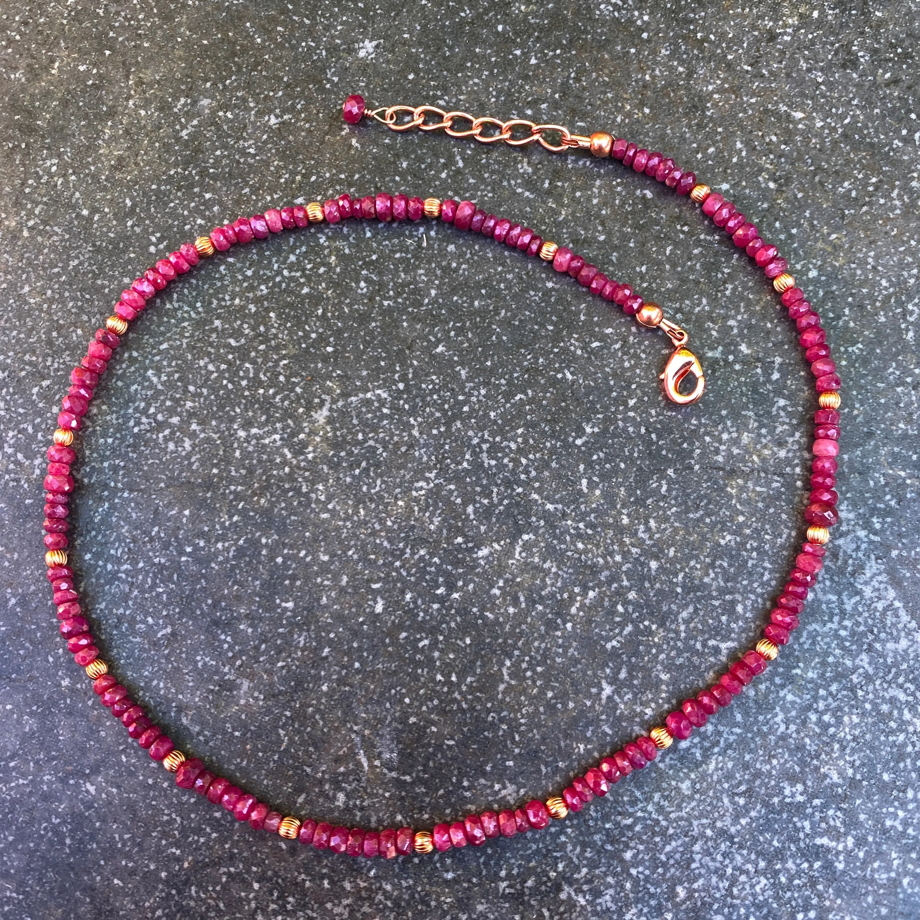 Ruby gemstone and Copper choker Necklace