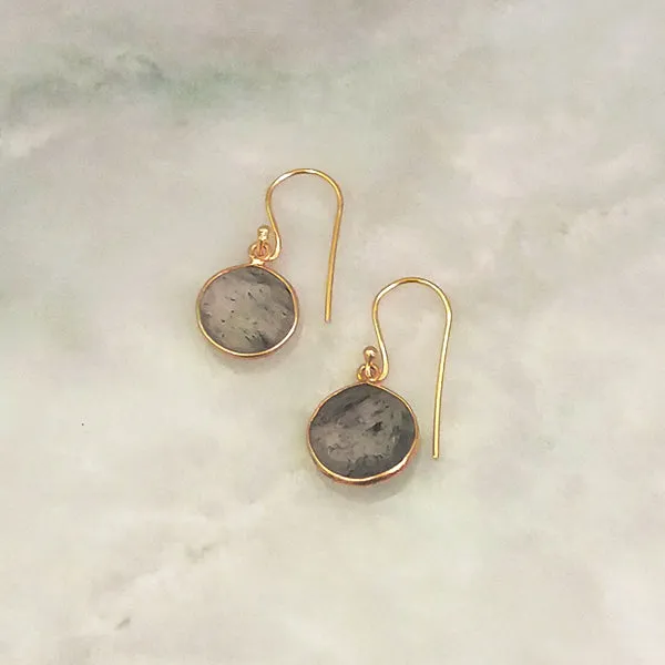 Rutilated Quartz Single Drop Hook Earrings