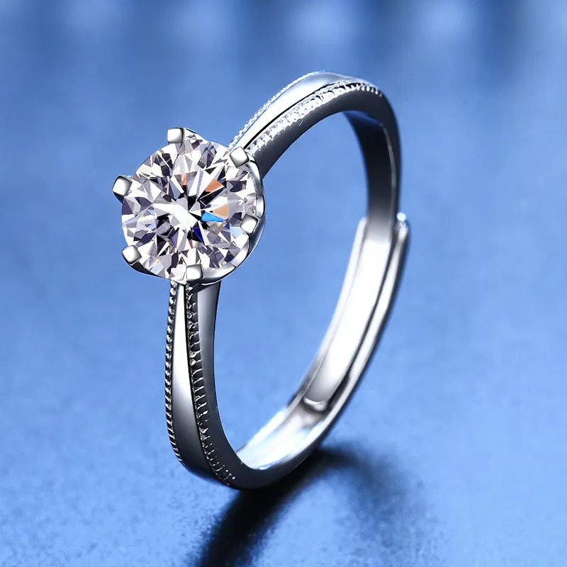 S925 Silver Moissanite Proposal Ring