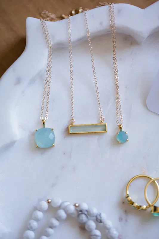 SALE Landon Aqua Chalcedony Gold Necklace *As Seen On Candace Cameron Bure*