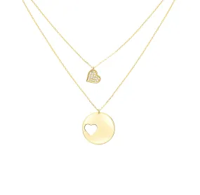 Sapphire Pave Cutout Heart Necklace in Yellow Gold