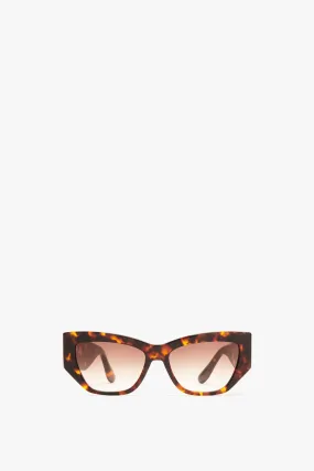 Sculptural Frame Sunglasses In Dark Havana Fade