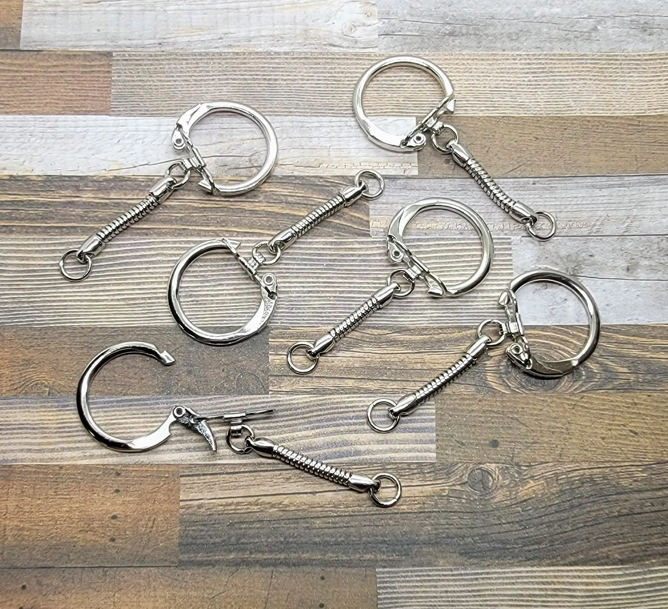 Silver Keychain Findings With Ring (6) - L1271