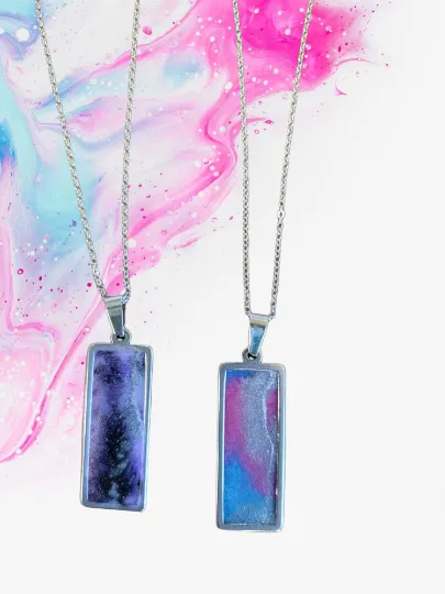 Silver Resin Rectangle Pendant