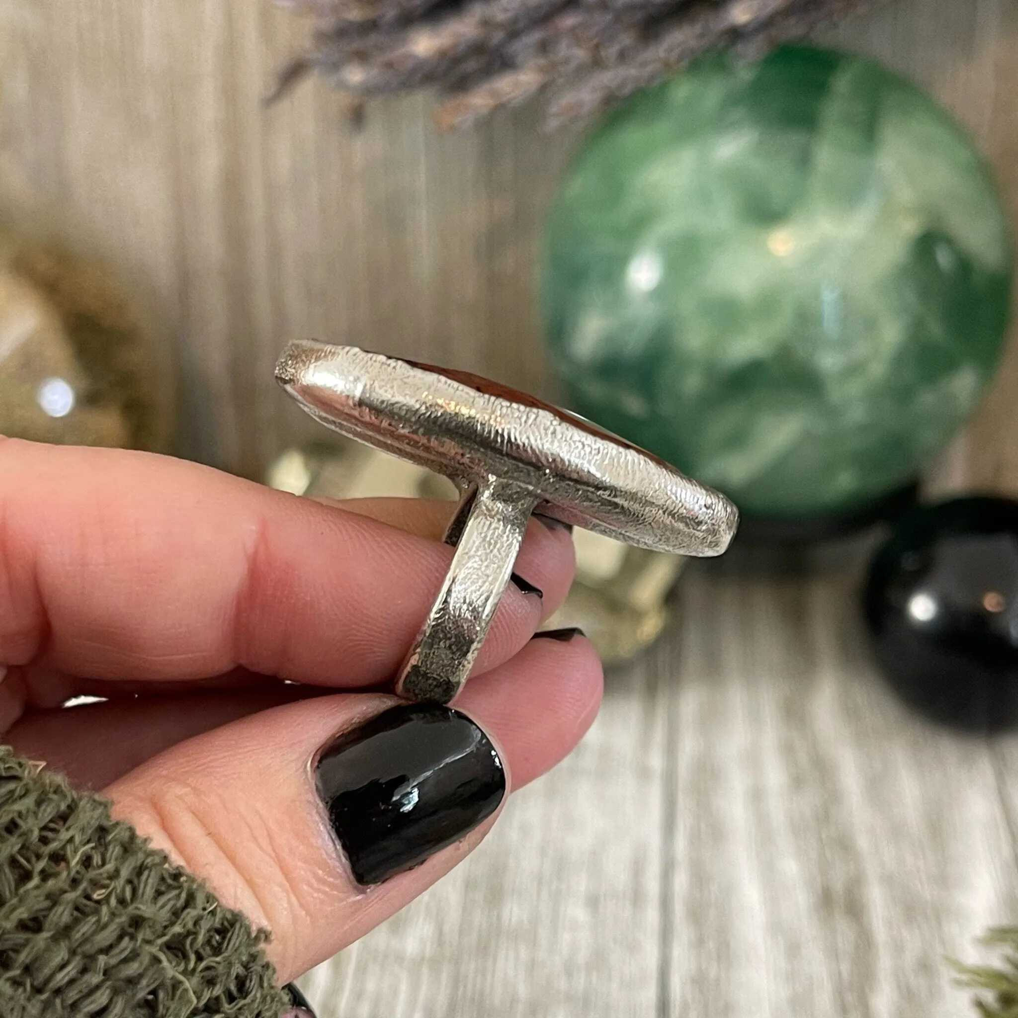 Size 5 Big Mahogany Obsidian Statement Ring in Fine Silver / Foxlark Collection - One of a Kind