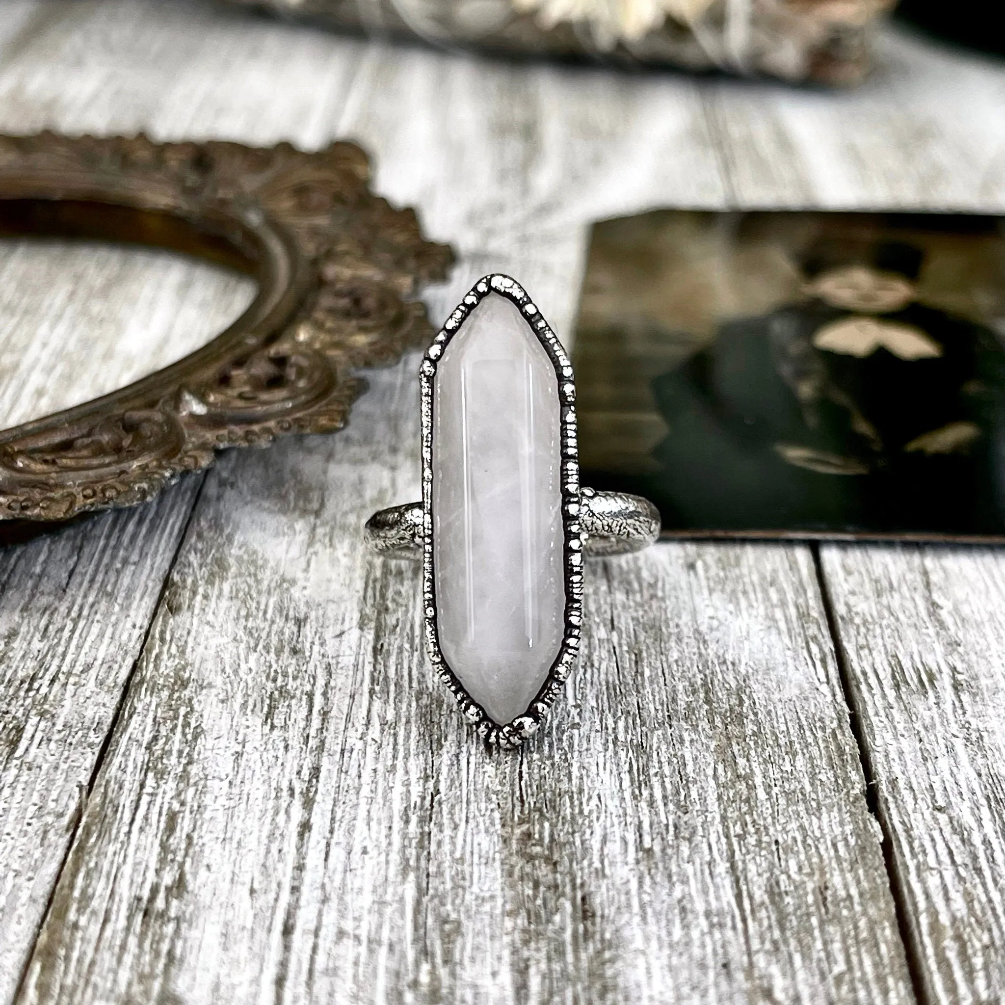 Size 7 Rose Quartz Point Ring Set in Fine Silver / Foxlark Collection - One of a Kind