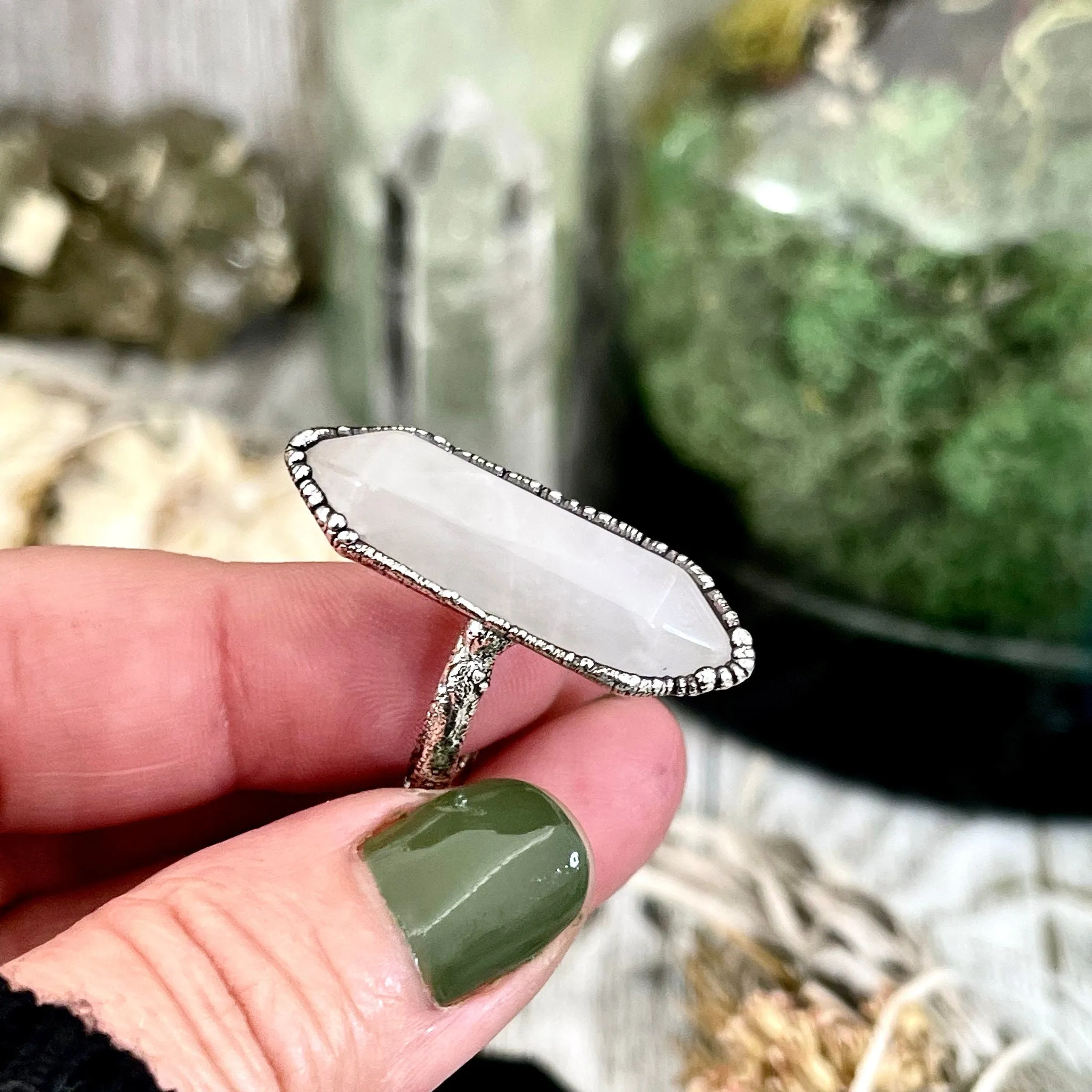 Size 7 Rose Quartz Point Ring Set in Fine Silver / Foxlark Collection - One of a Kind