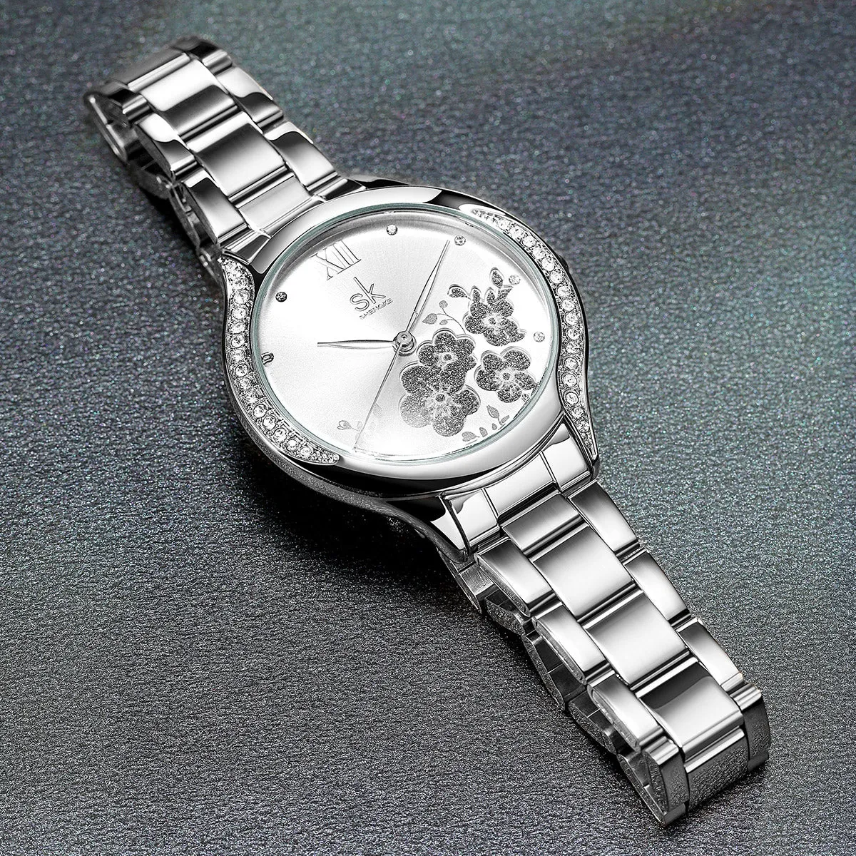 SK Floral Dial - Lady Silver Watch