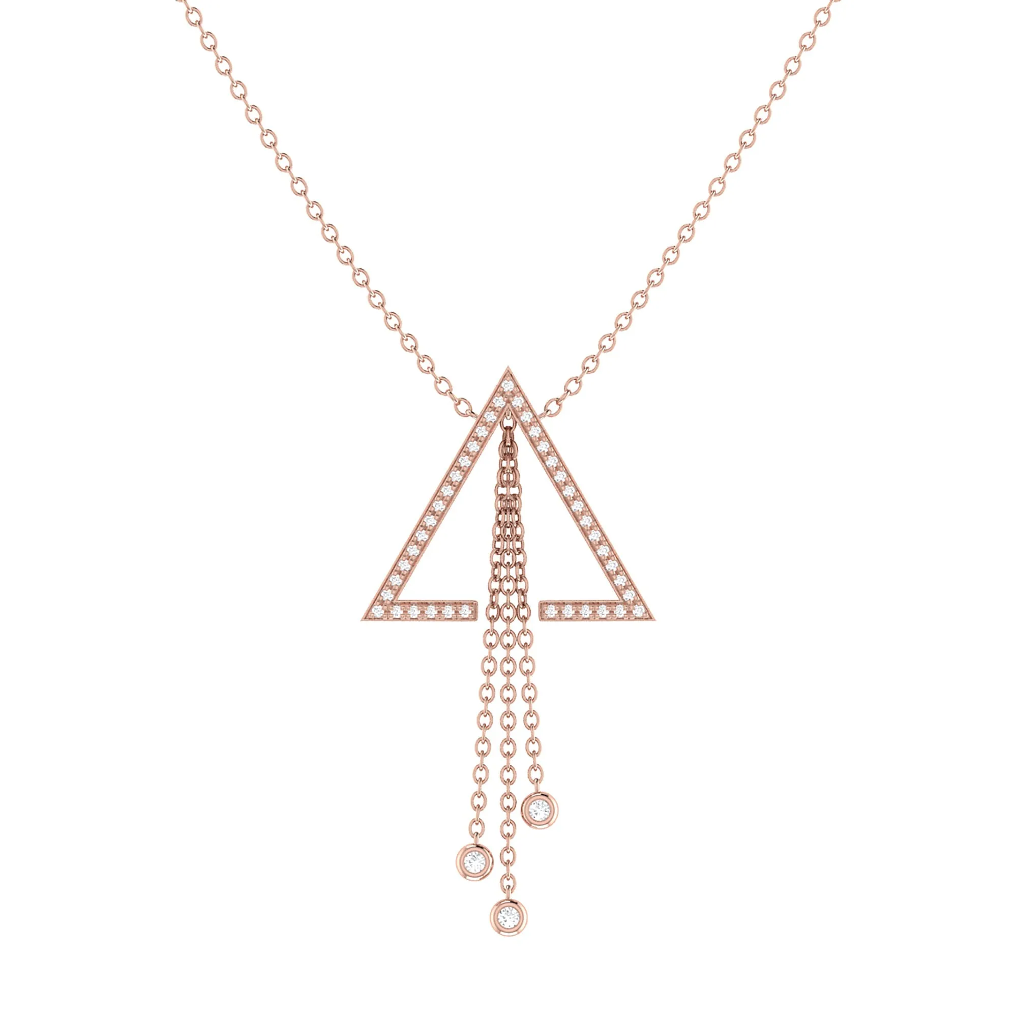 Skyline Triangle Bolo Adjustable Diamond Lariat Necklace in 14K Rose