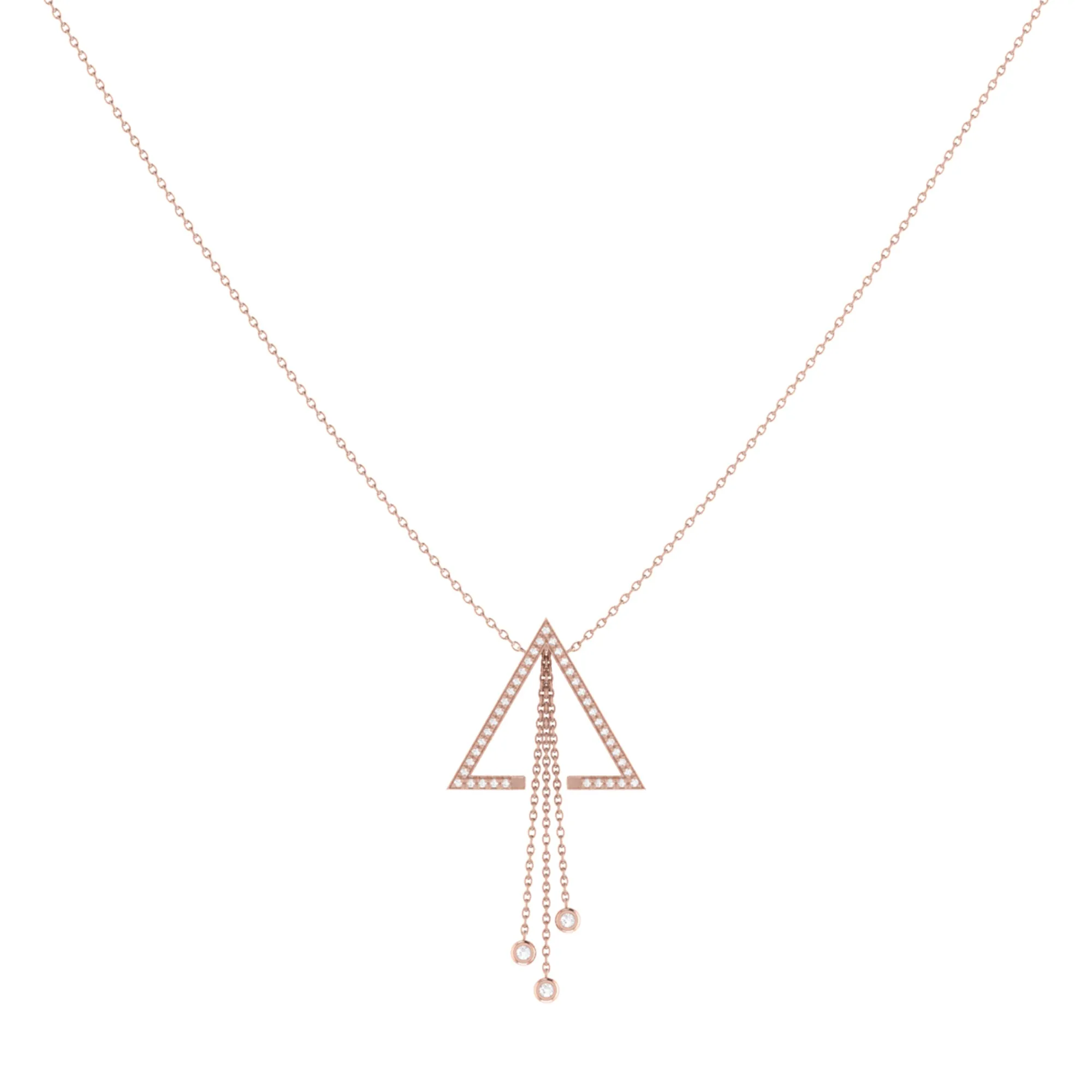 Skyline Triangle Bolo Adjustable Diamond Lariat Necklace in 14K Rose