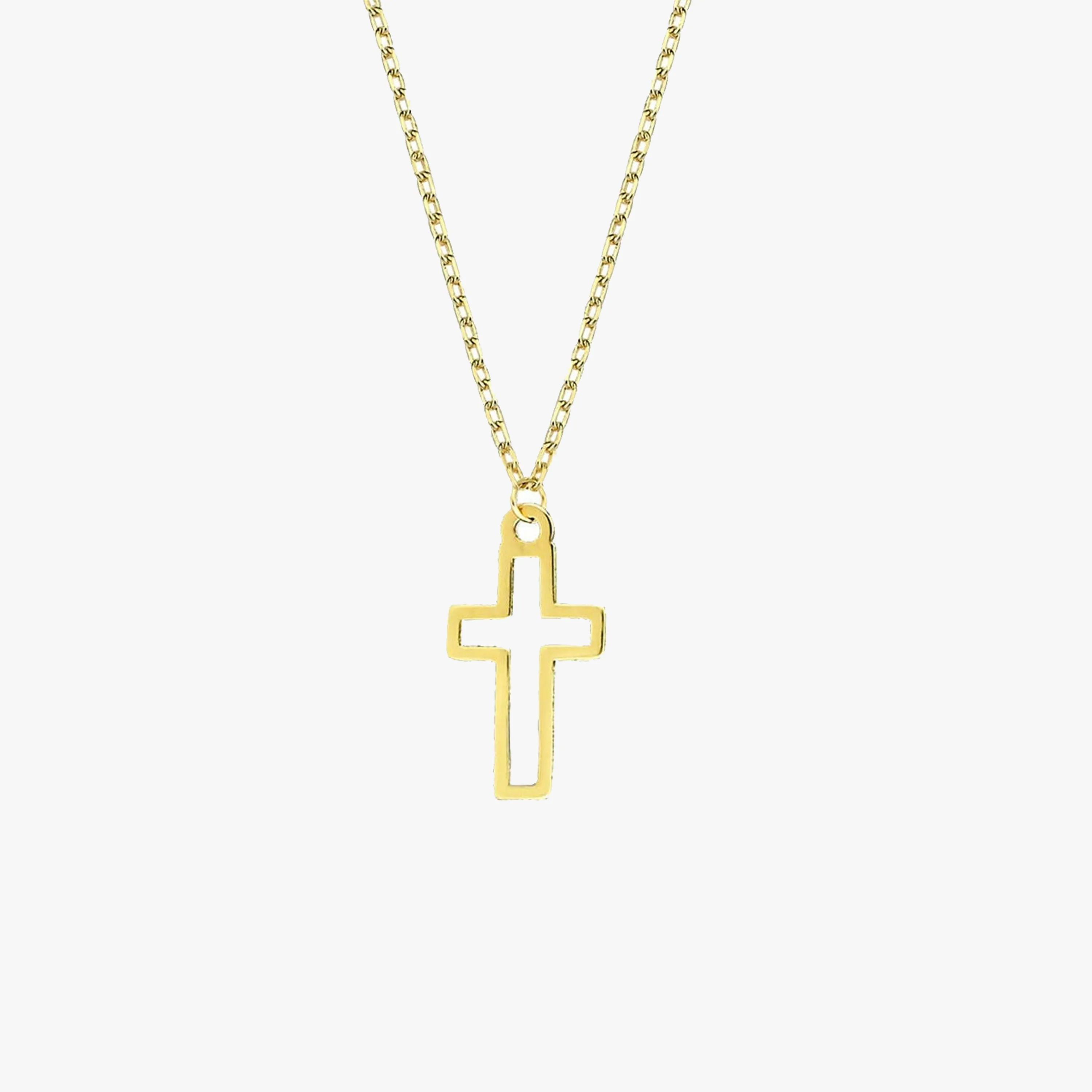 Small Cross Necklace | 14K Solid Gold