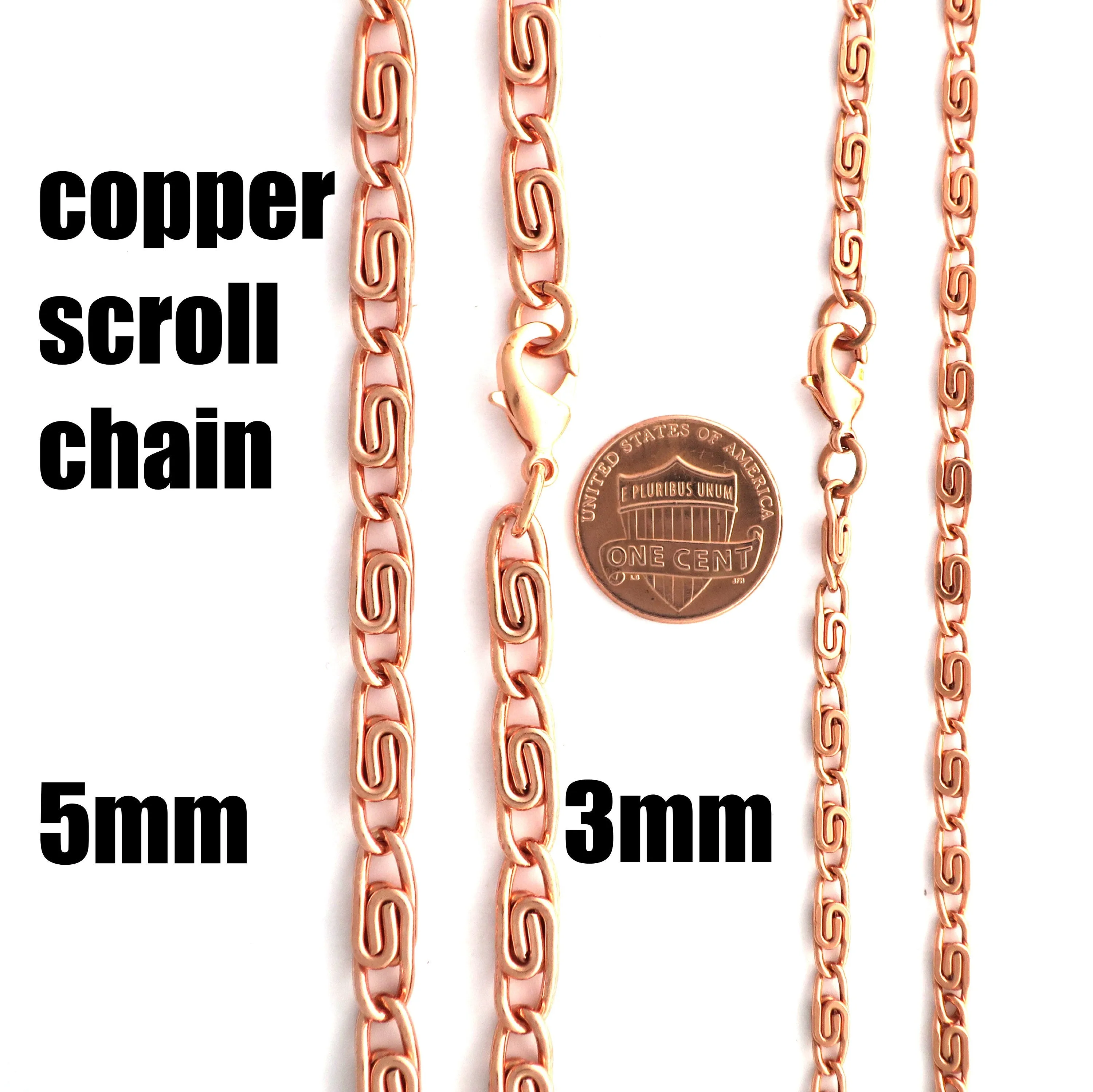 Solid Copper Bulk Chain Unfinished 5mm Celtic Copper Scroll Chain FC66 Medium Copper Celtic Scroll Chain By The Foot