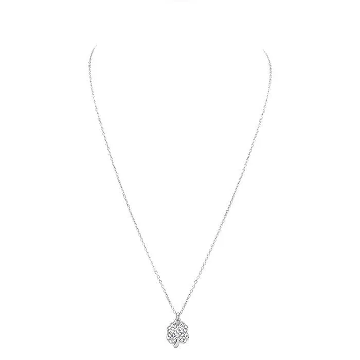 St. Patrick's Day Crystal Pave Clover Pendant Necklace