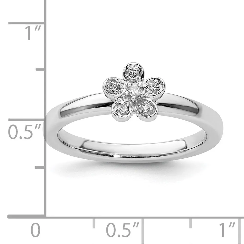 Stackable Expressions Flower Diamond Ring in Sterling Silver