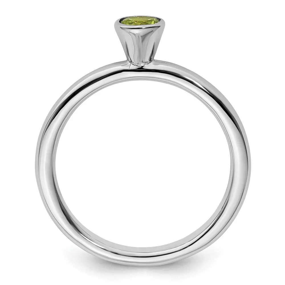 Stackable Expressions High 4mm Round Peridot Ring in Sterling Silver