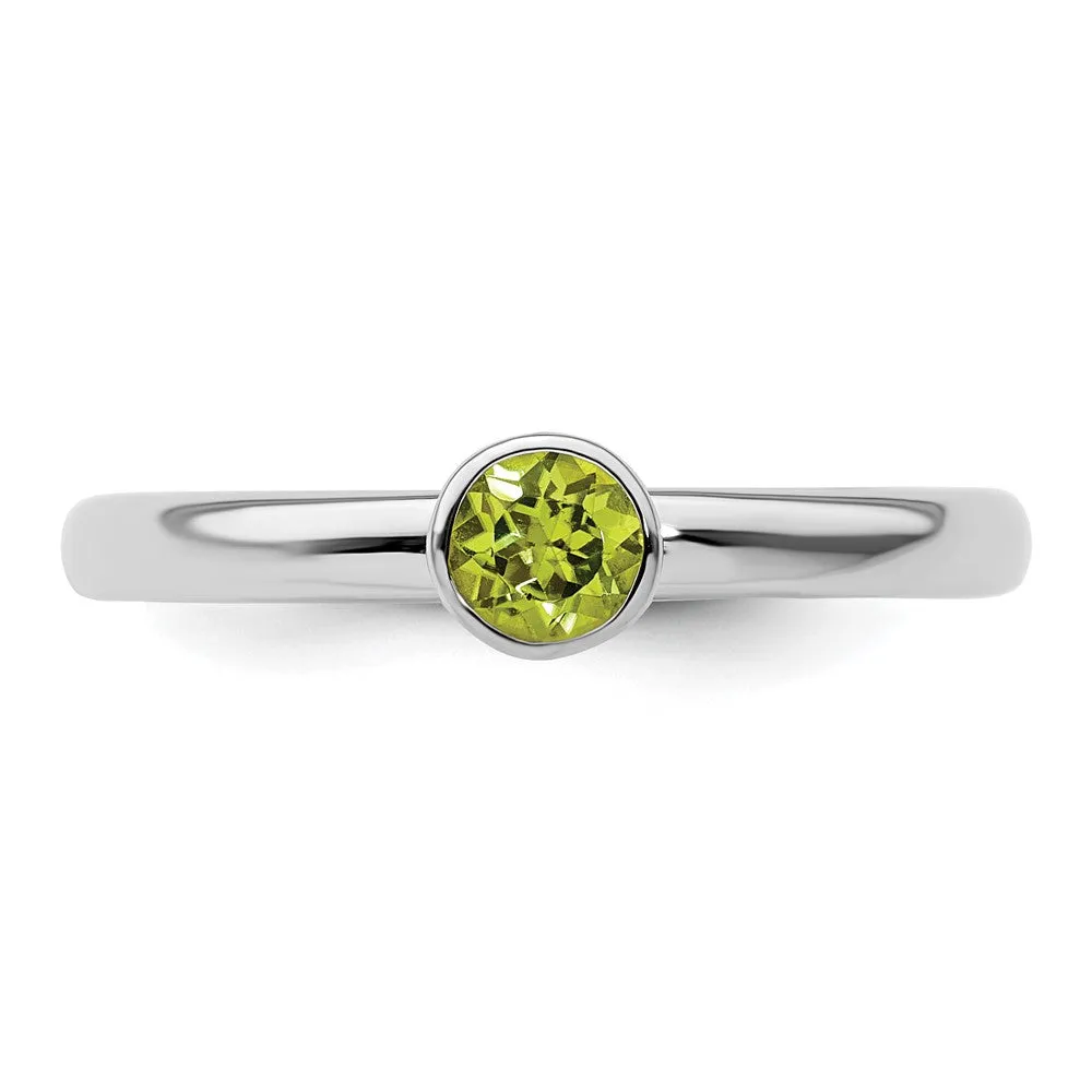 Stackable Expressions High 4mm Round Peridot Ring in Sterling Silver