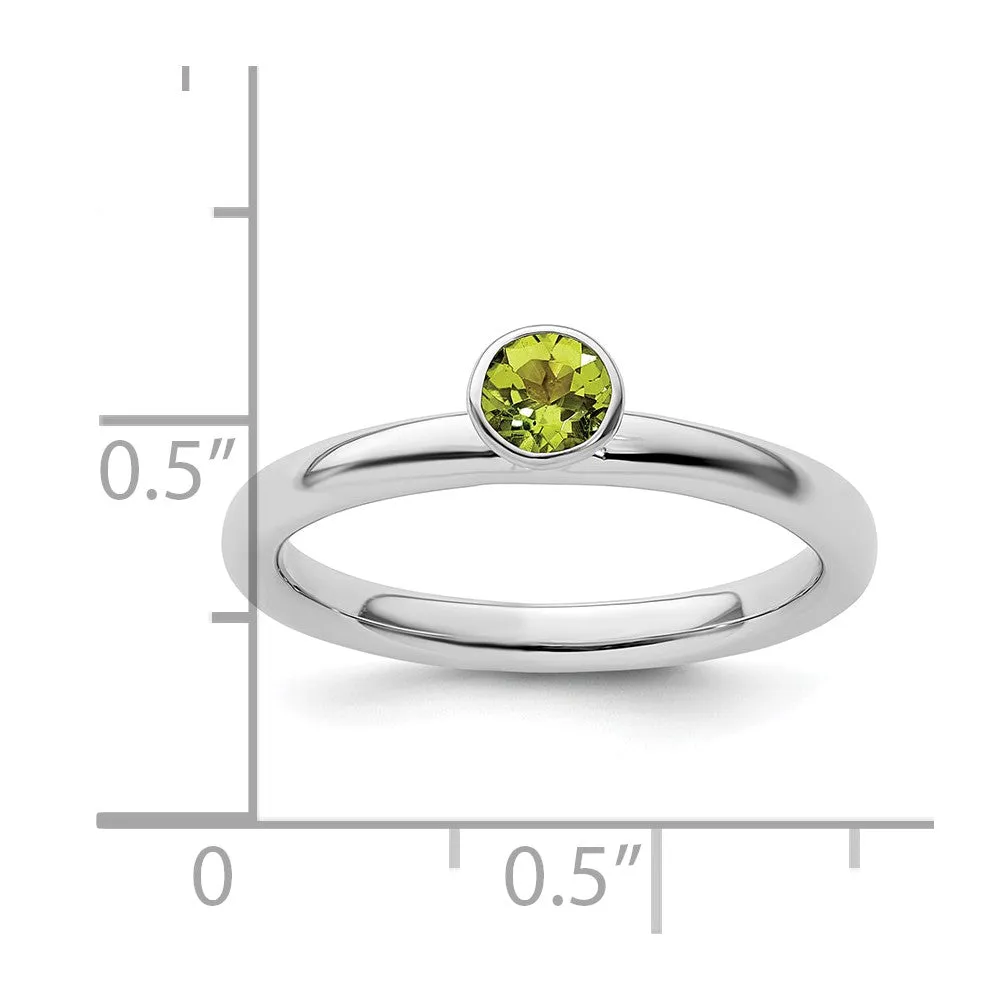 Stackable Expressions High 4mm Round Peridot Ring in Sterling Silver