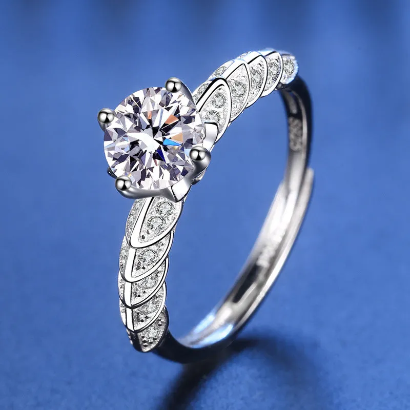 Sterling Silver Court Moissanite Ring