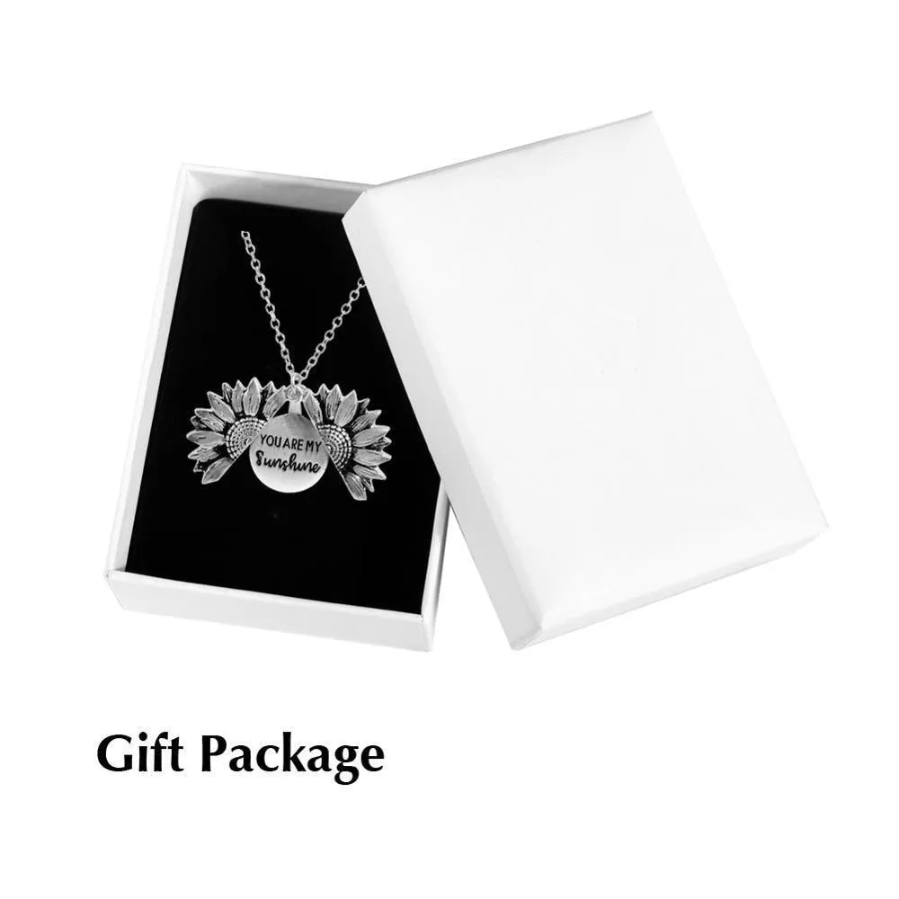 Sunflower Pendant Necklace - Engraved (You are my sunshine)