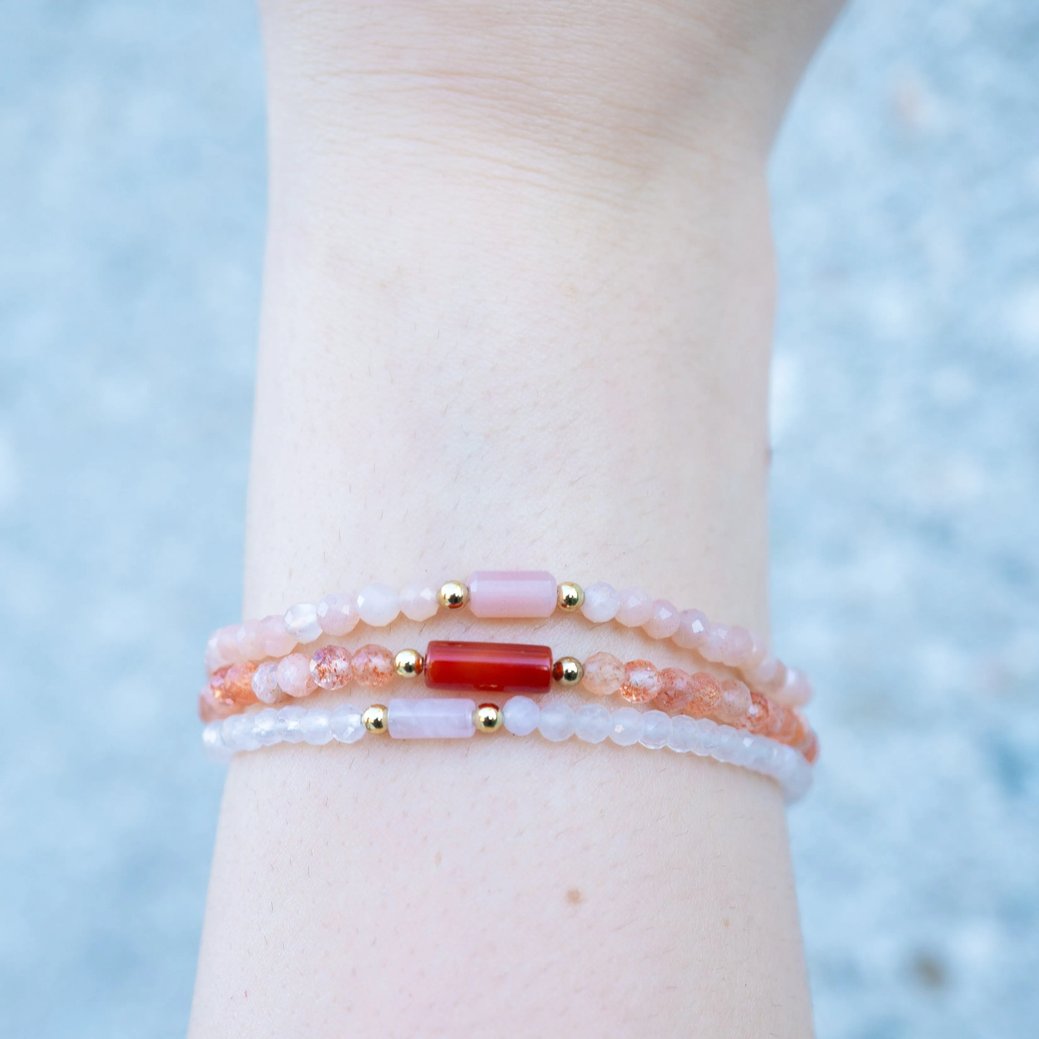 Sunstone with Carnelian Mini Gemstone Bracelet