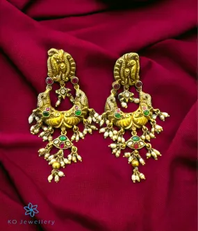 The Razia Silver Jadau Peacock Chand Bali Earrings