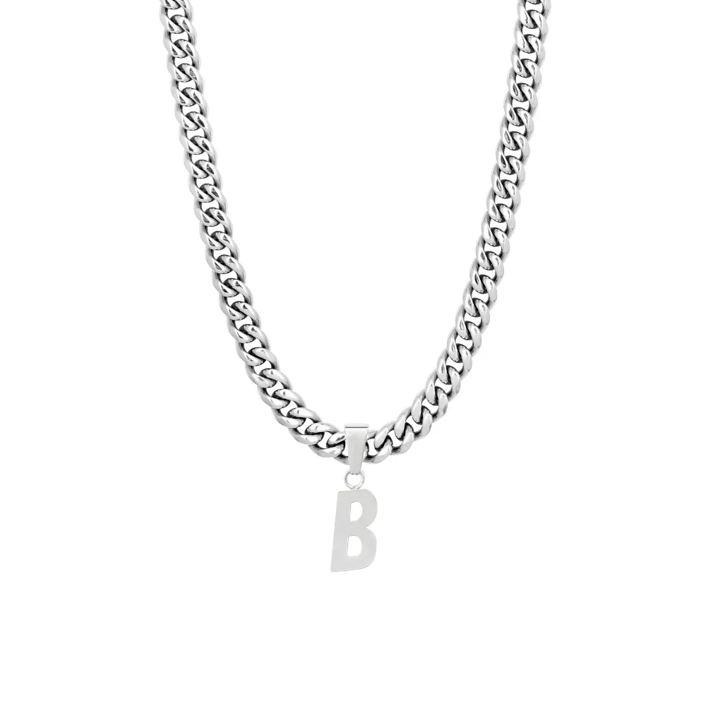 Thick Silver Initial Choker Chain