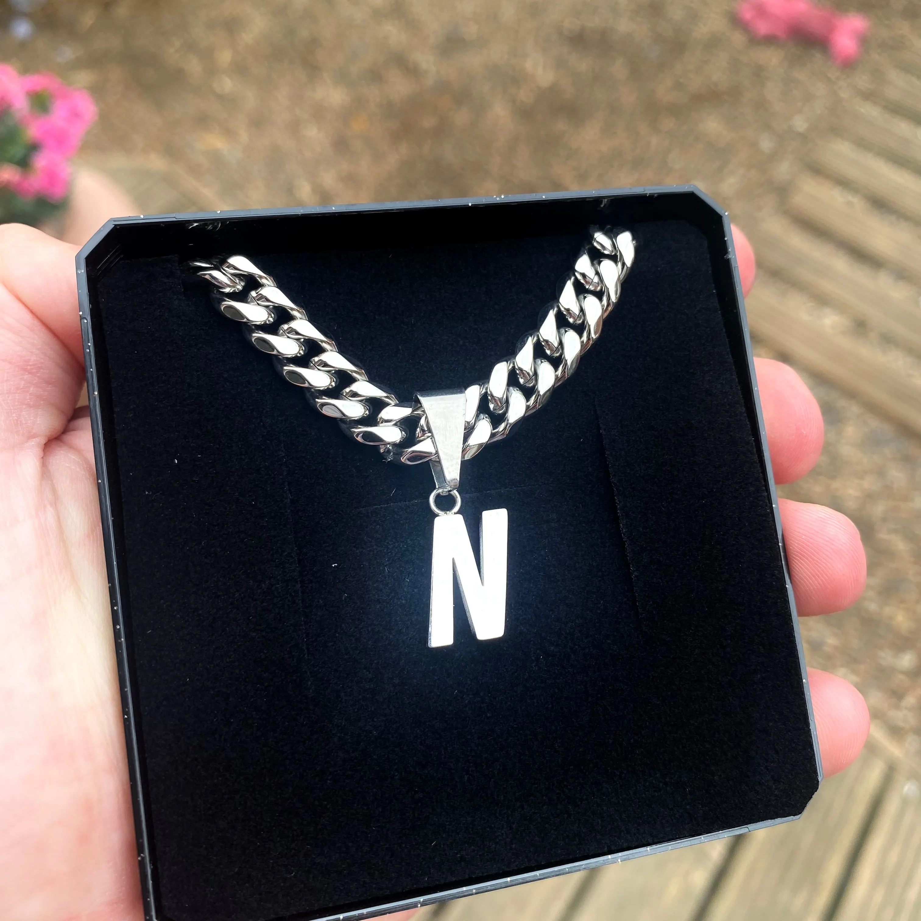 Thick Silver Initial Choker Chain