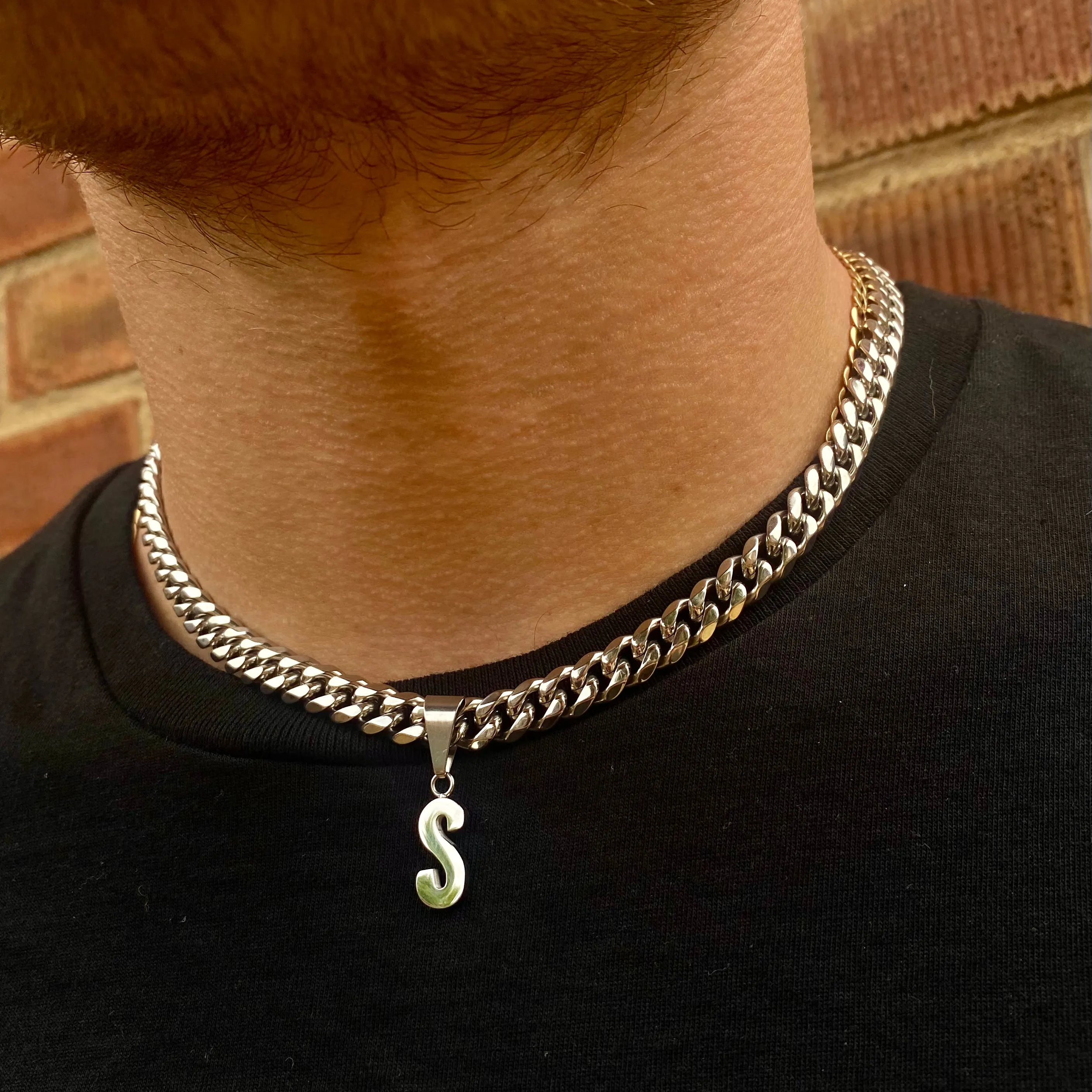 Thick Silver Initial Choker Chain