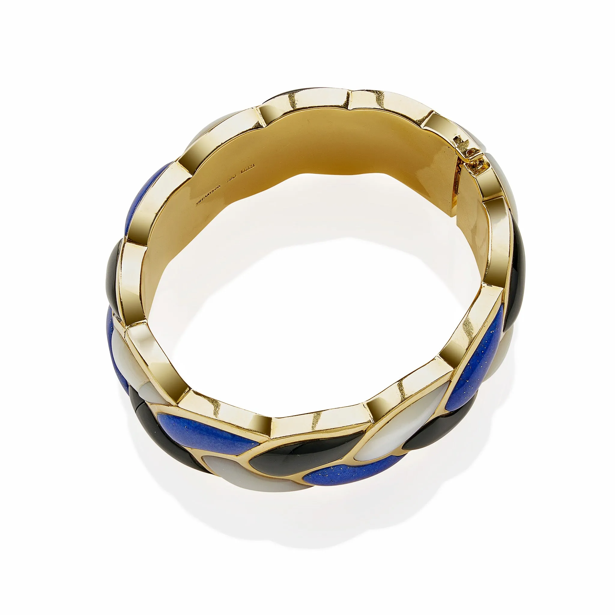 Tiffany & Co. Lapis, Black Jade and Mother-of-Pearl "Rope" Bangle Bracelet