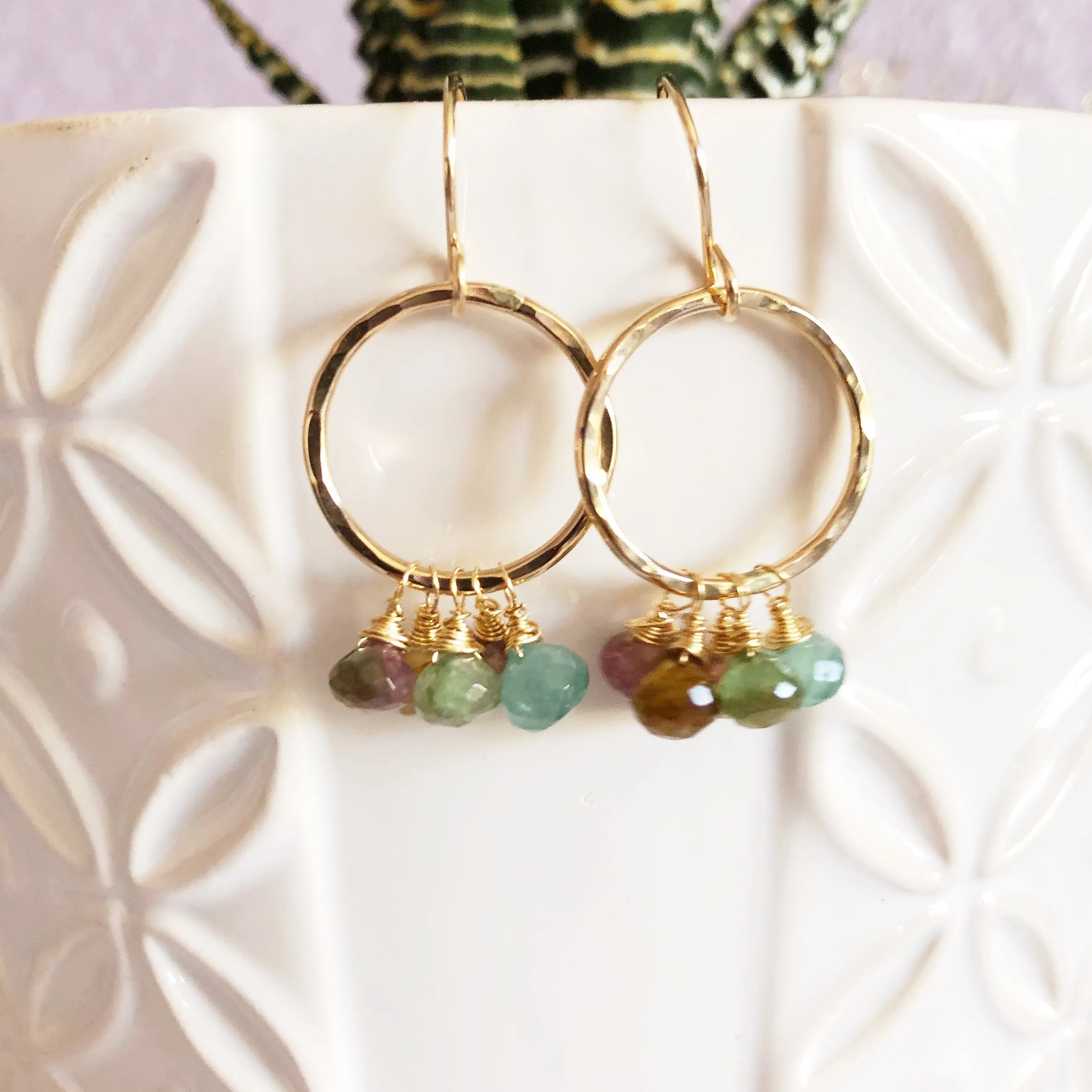 Tourmaline hoops earrings (E525)