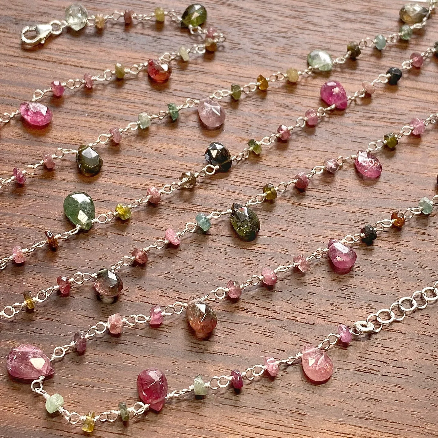 Tourmaline Teardrop Lariat Necklace