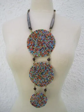 Triple Disc Necklace with Horn Charanga Sky Blue