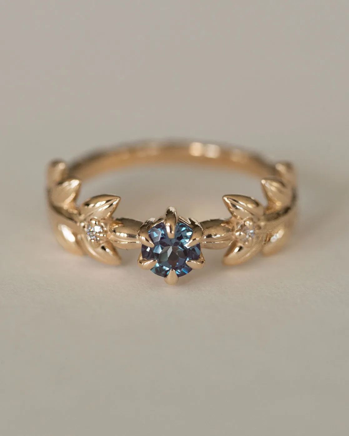 Twilight Baby Goddess Alexandrite Leaf Ring