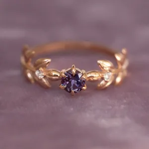 Twilight Baby Goddess Alexandrite Leaf Ring