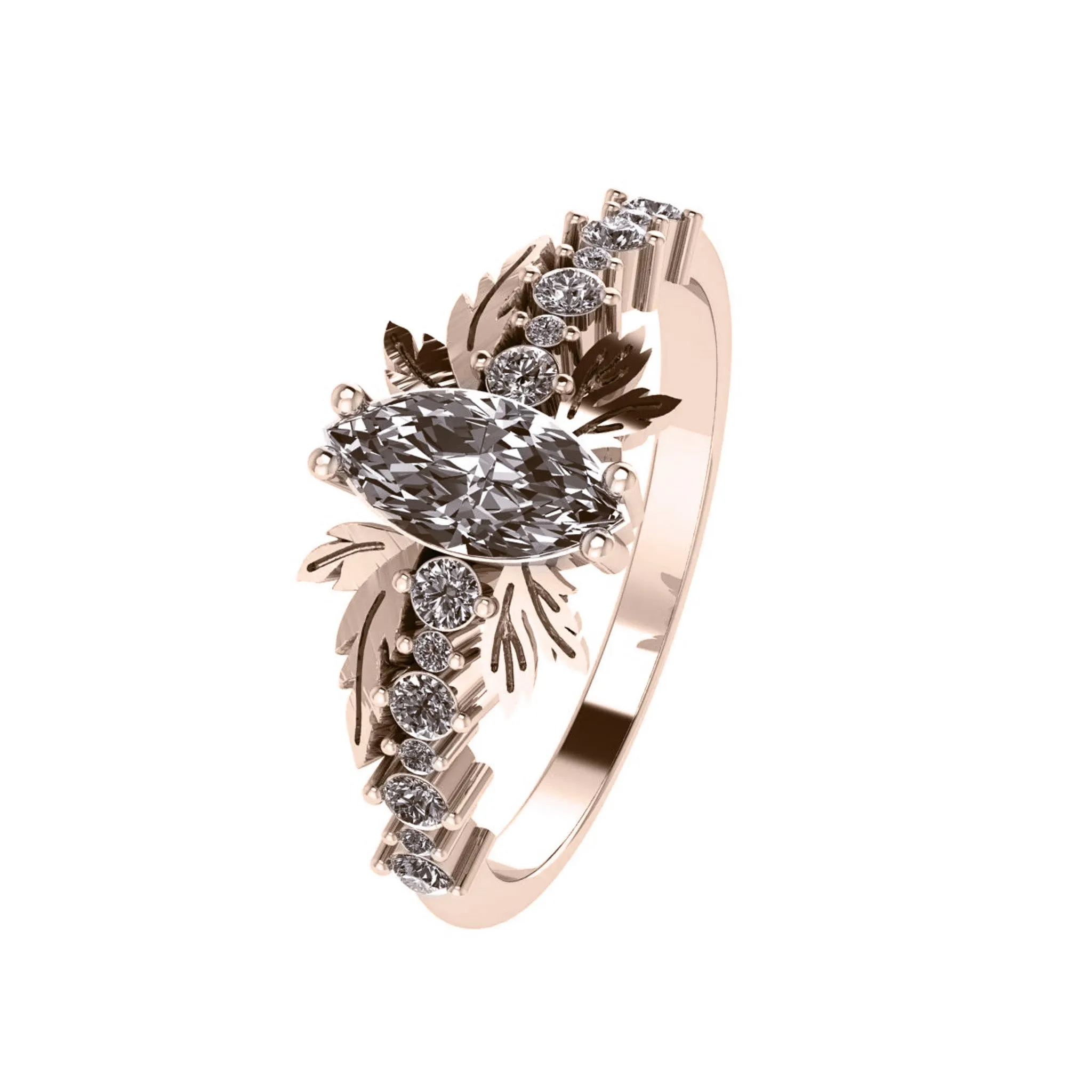 Verbena | 8x4 mm marquise cut engagement ring setting