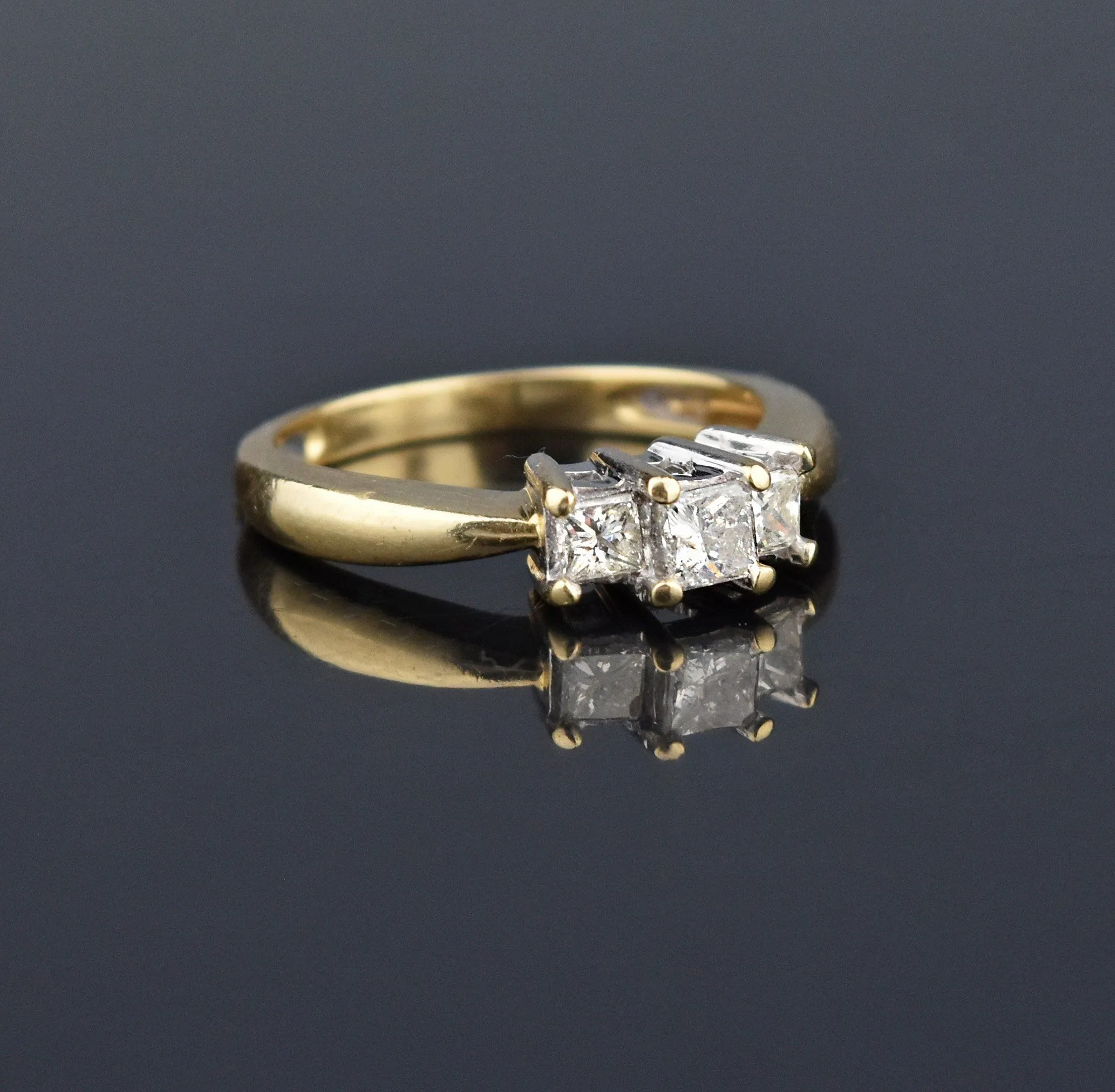 Vintage 14K Gold .65 CTW Princes Cut Diamond Ring