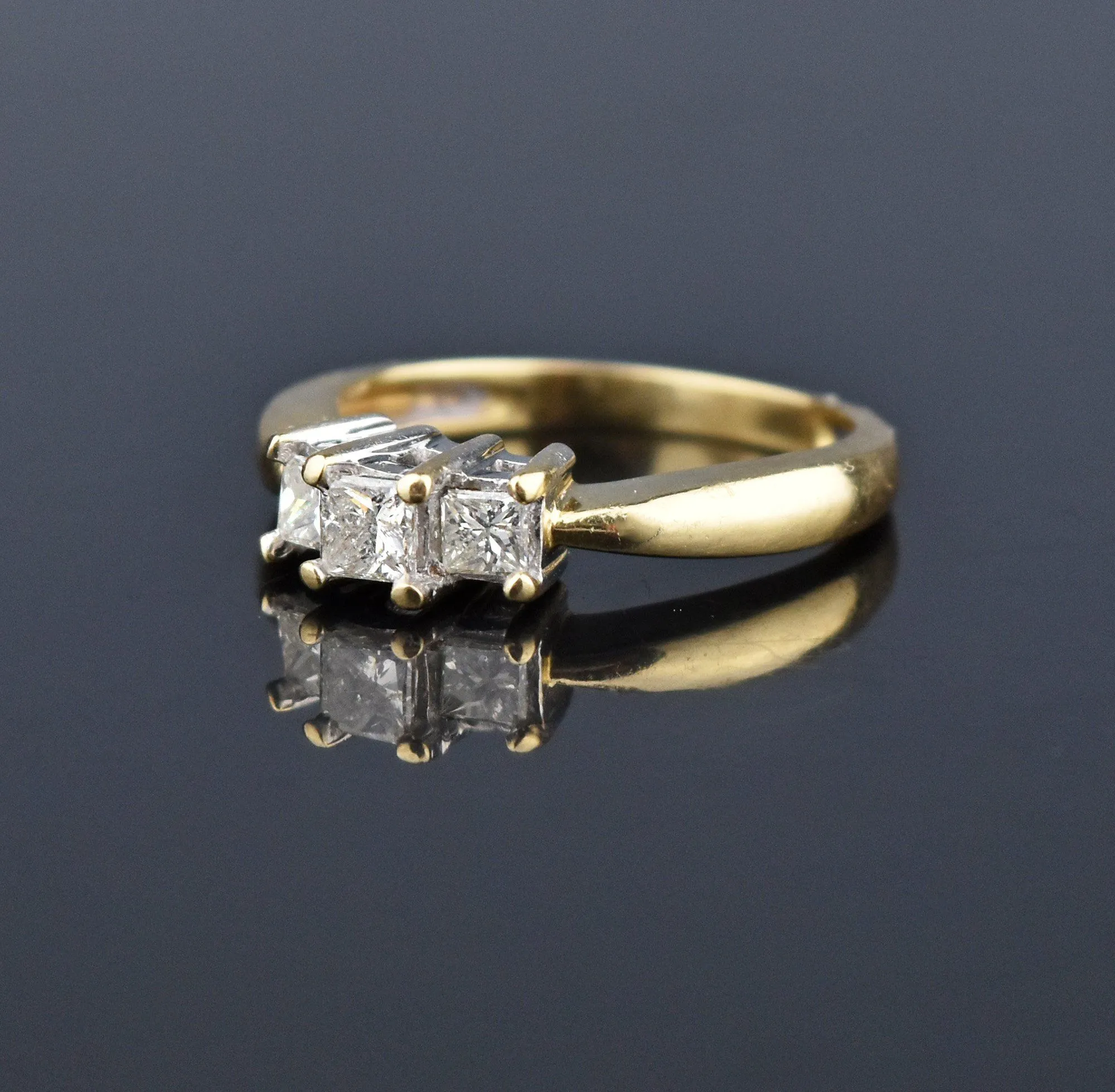 Vintage 14K Gold .65 CTW Princes Cut Diamond Ring