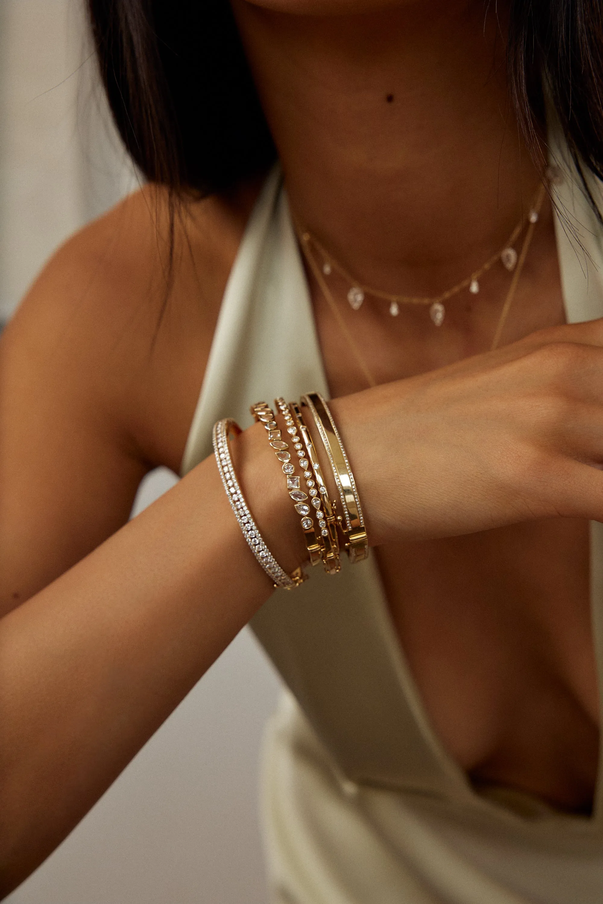 White Topaz Multi Shape Bangle