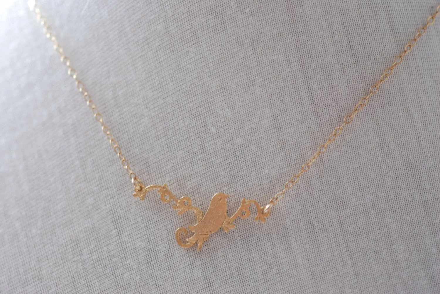 Wholesale Gold Bird Necklace- Bird Branch Necklace- Simple Everyday Jewelry by HeirloomEnvy