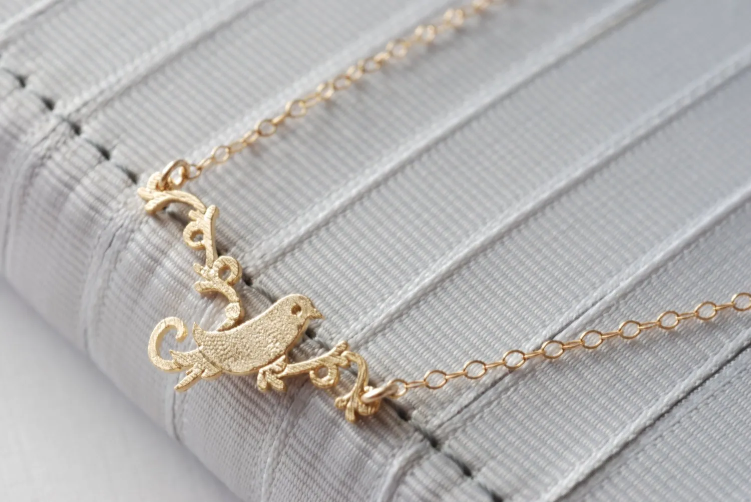 Wholesale Gold Bird Necklace- Bird Branch Necklace- Simple Everyday Jewelry by HeirloomEnvy