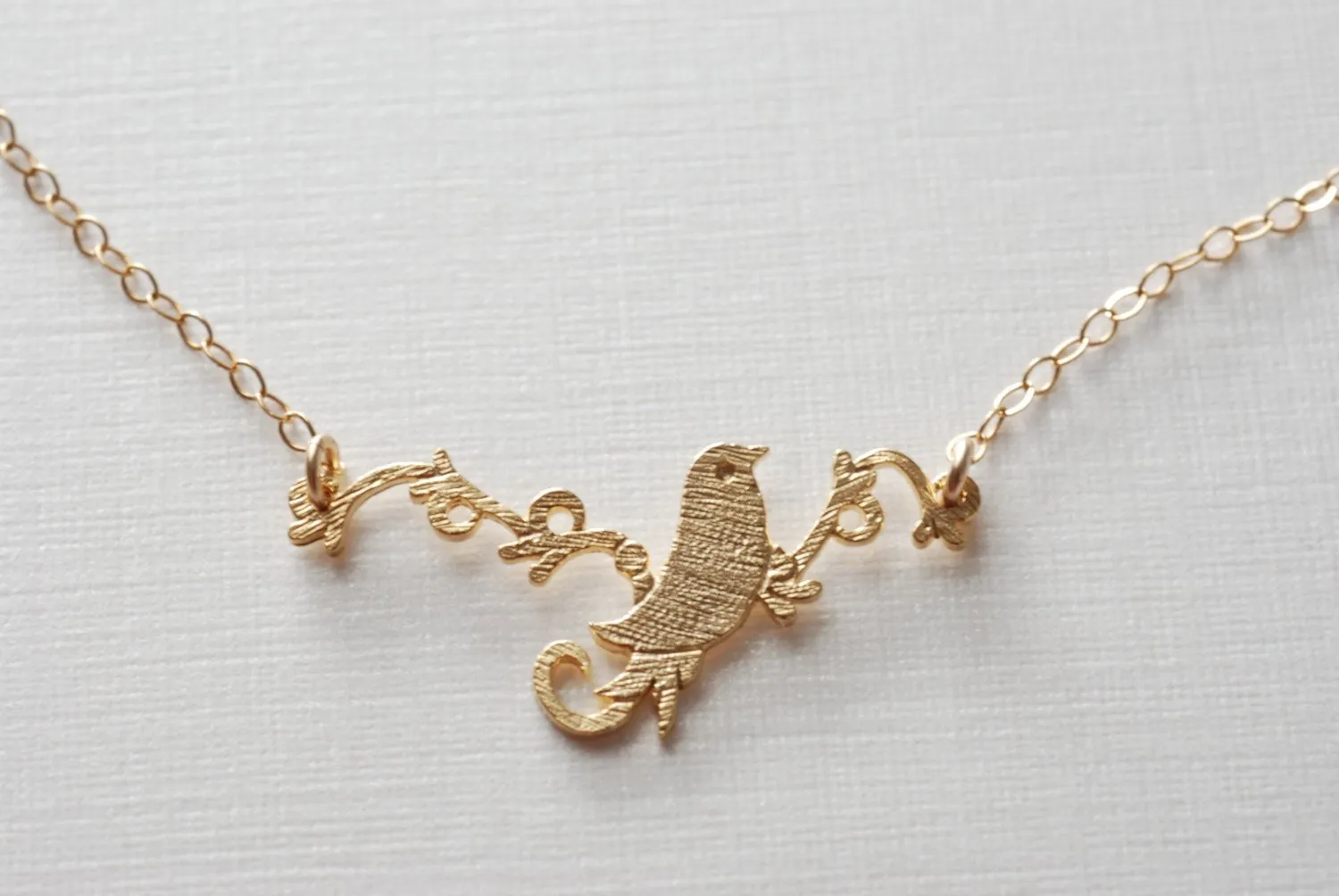 Wholesale Gold Bird Necklace- Bird Branch Necklace- Simple Everyday Jewelry by HeirloomEnvy