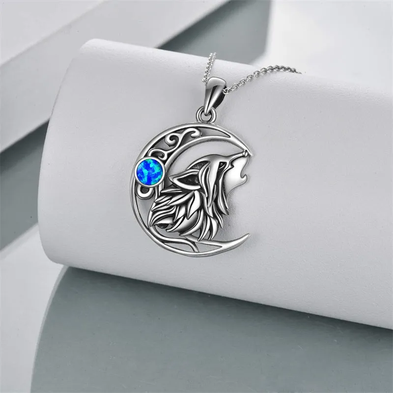 Wolf Jewelry Sterling Silver Howling Wolf Pendant Necklace Jewelry for Wolf Lover Women Men Girls Mom Friend Birthday