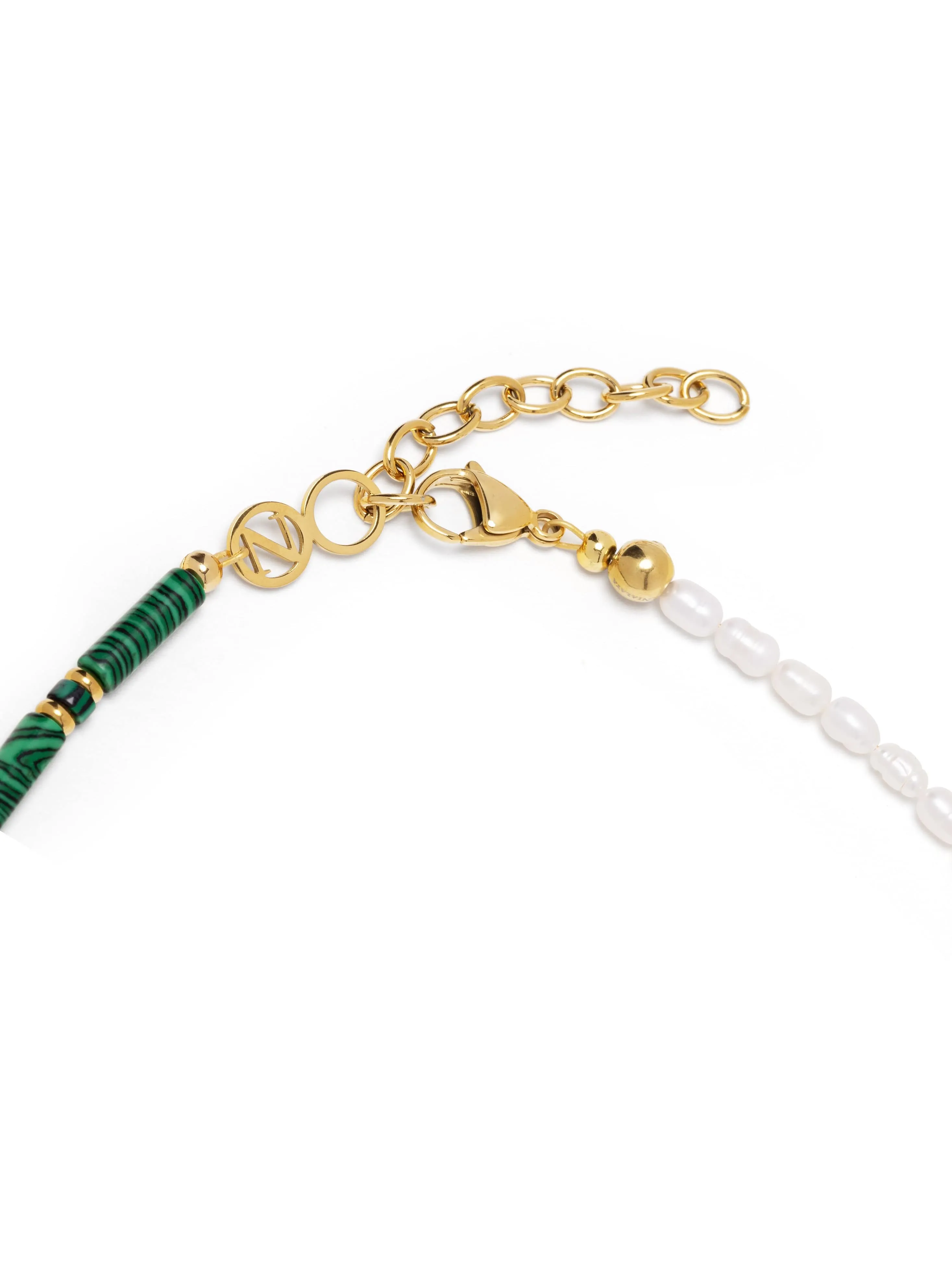 Women's Pearl Choker with Malachite