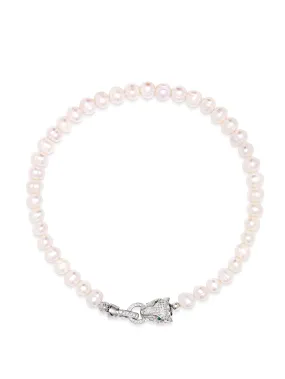 Women's Pearl Choker with Silver Panther Head