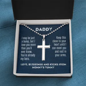 You Are Already My Hero From the Bump Gift to Father to Be New Daddy Christian Cross Necklace